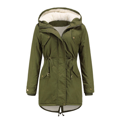 Solid Color Hooded Cotton-Padded Coat