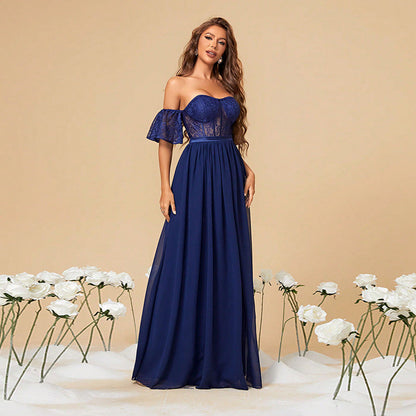 Trendy A Line Wedding Guest Dress, Formal Gown, Evening Dress
