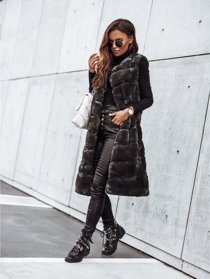 Fur Long Vest Coat