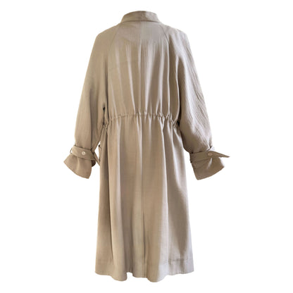 Cotton Linen Drawstring Long Coat