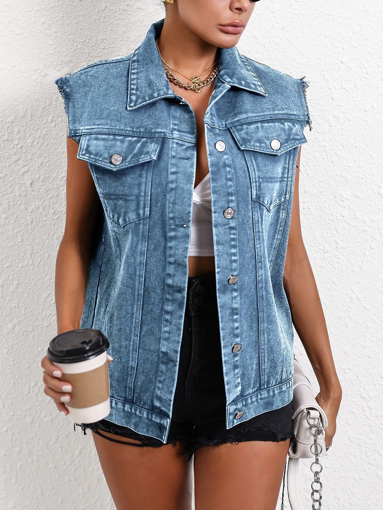 Denim Vest Coat