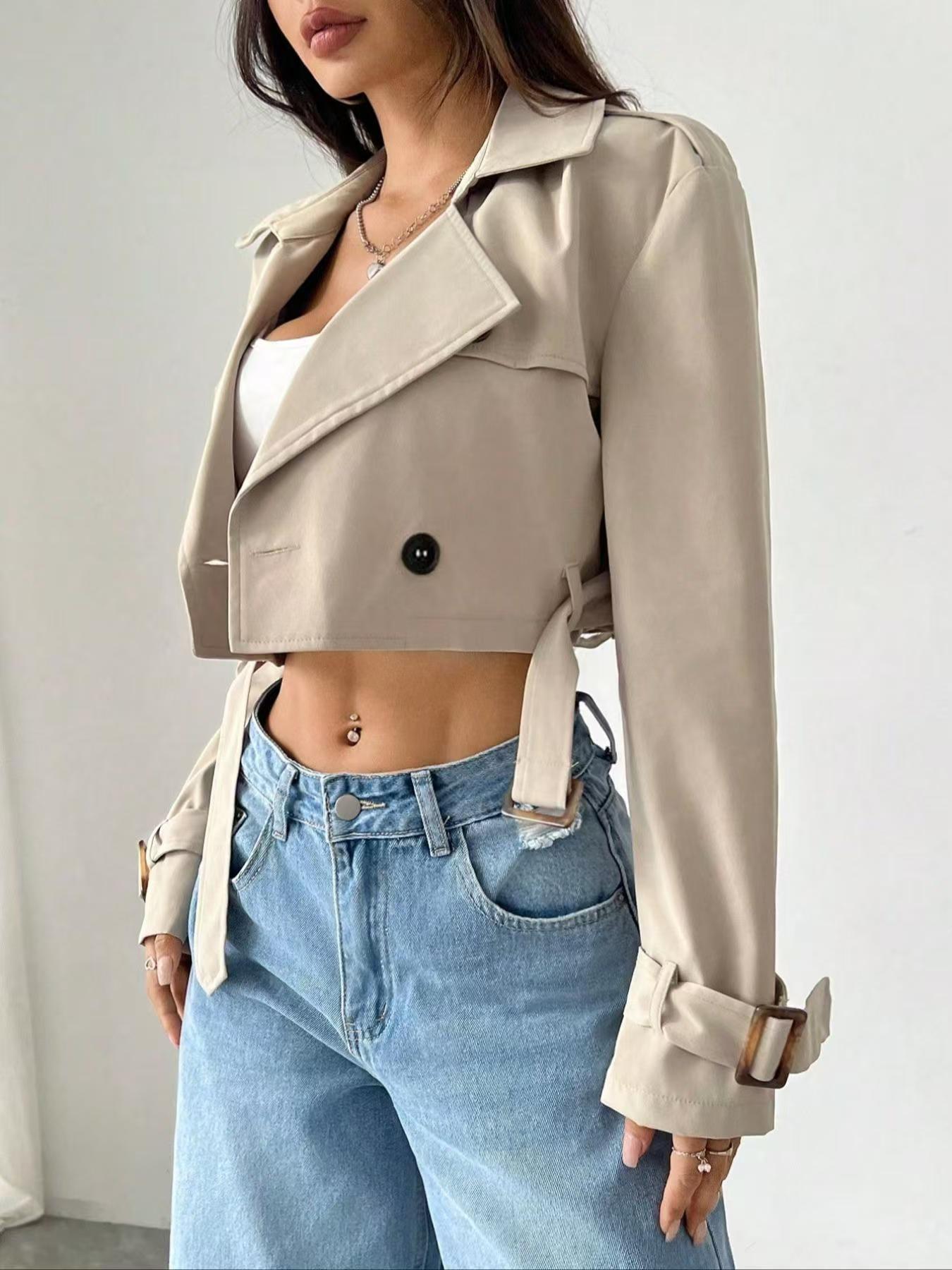 Belt Short Trench Short Jacket