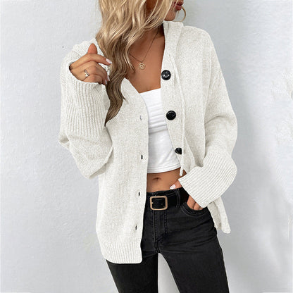 Knitted Hooded Cardigan Coat