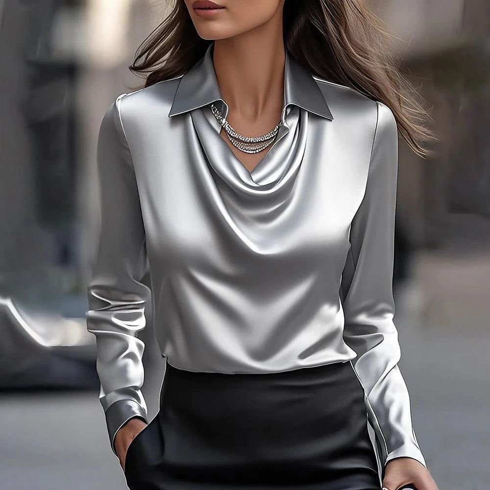 Solid Color Satin Versatile Top