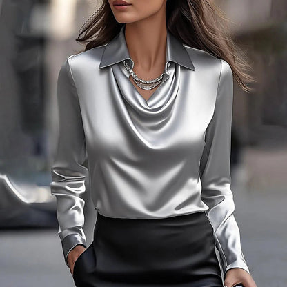 Solid Color Satin Versatile Top