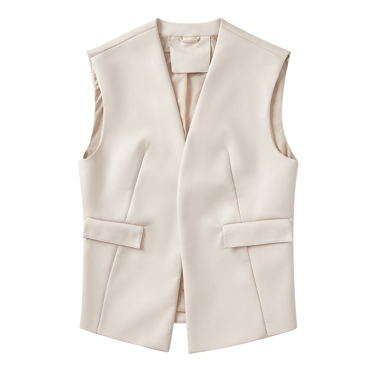 Sleeveless Faux Leather Cardigan Vest