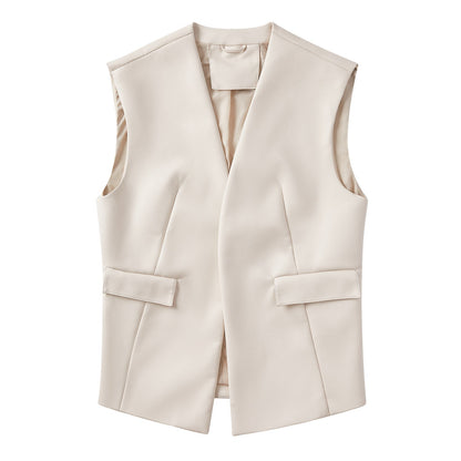 Sleeveless Faux Leather Cardigan Vest