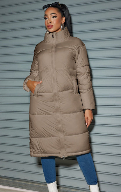 Solid Zipped Long Cotton Jacket