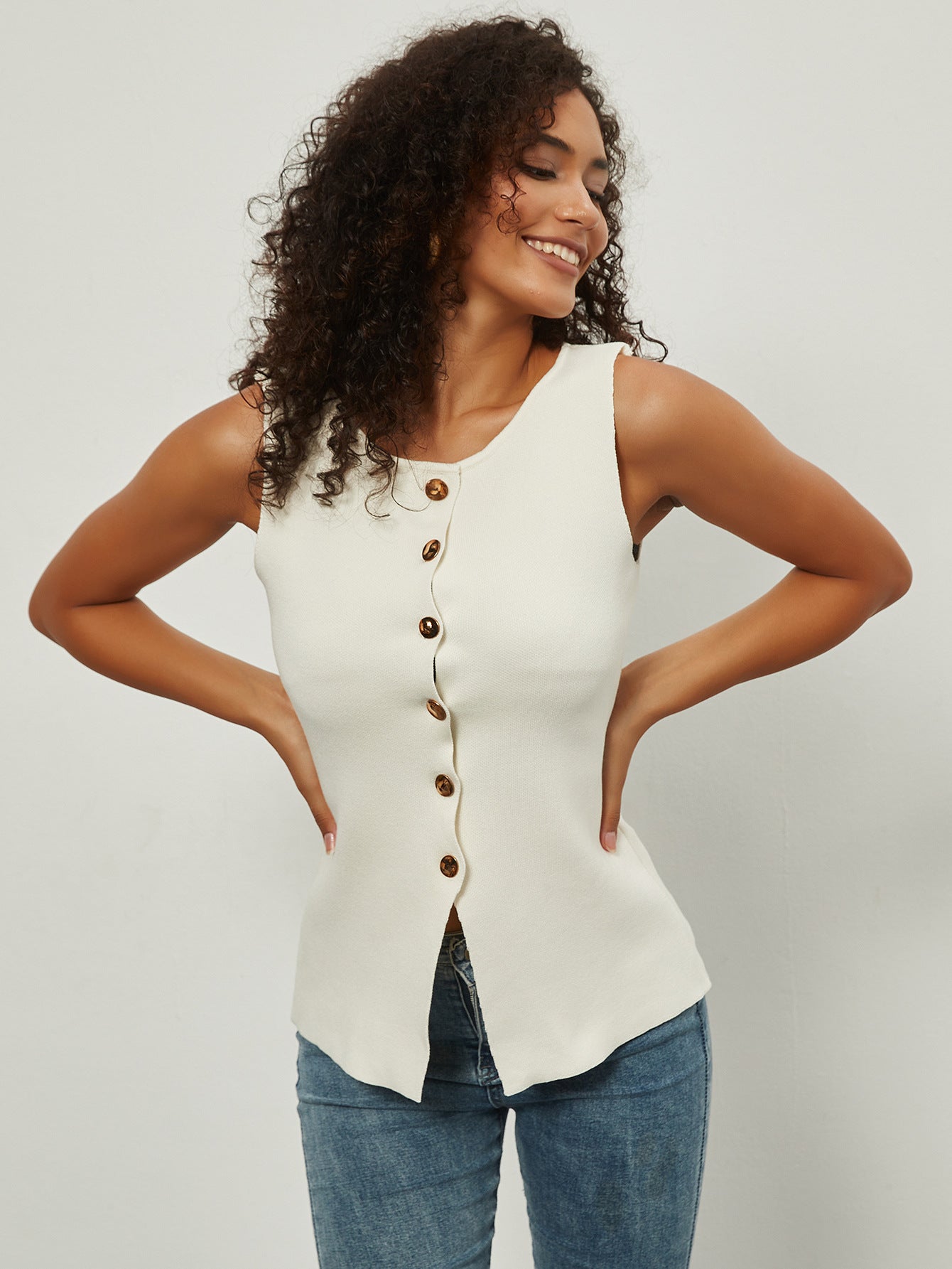 Knitted Slim Vest Jacket