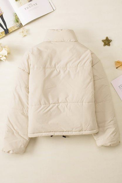 Solid Stand-Collar Thick Zipper Jacket