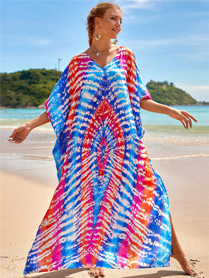 New Positioning Printing Beach Cover-up Sexy Cardigan Dress Beach Cover Up