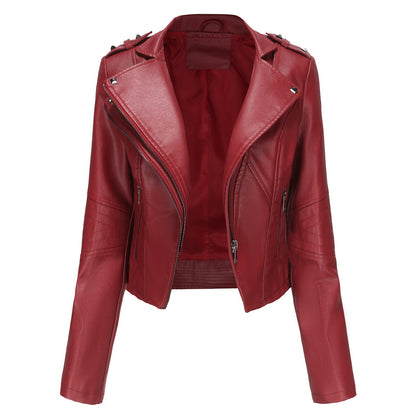 Slim Fit Long Sleeved Leather Jacket