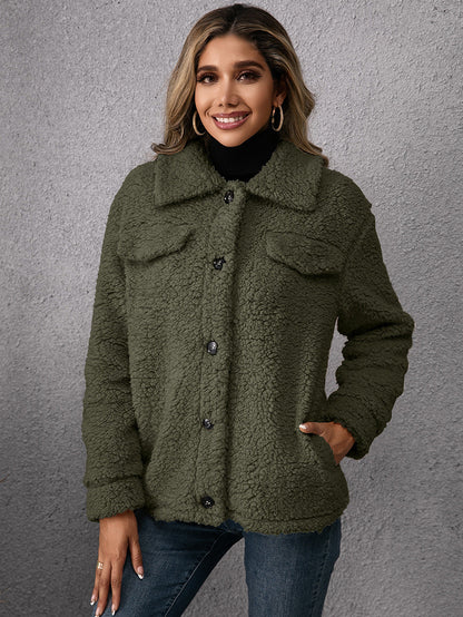 Plush Lamb Wool Trench Coat Jacket