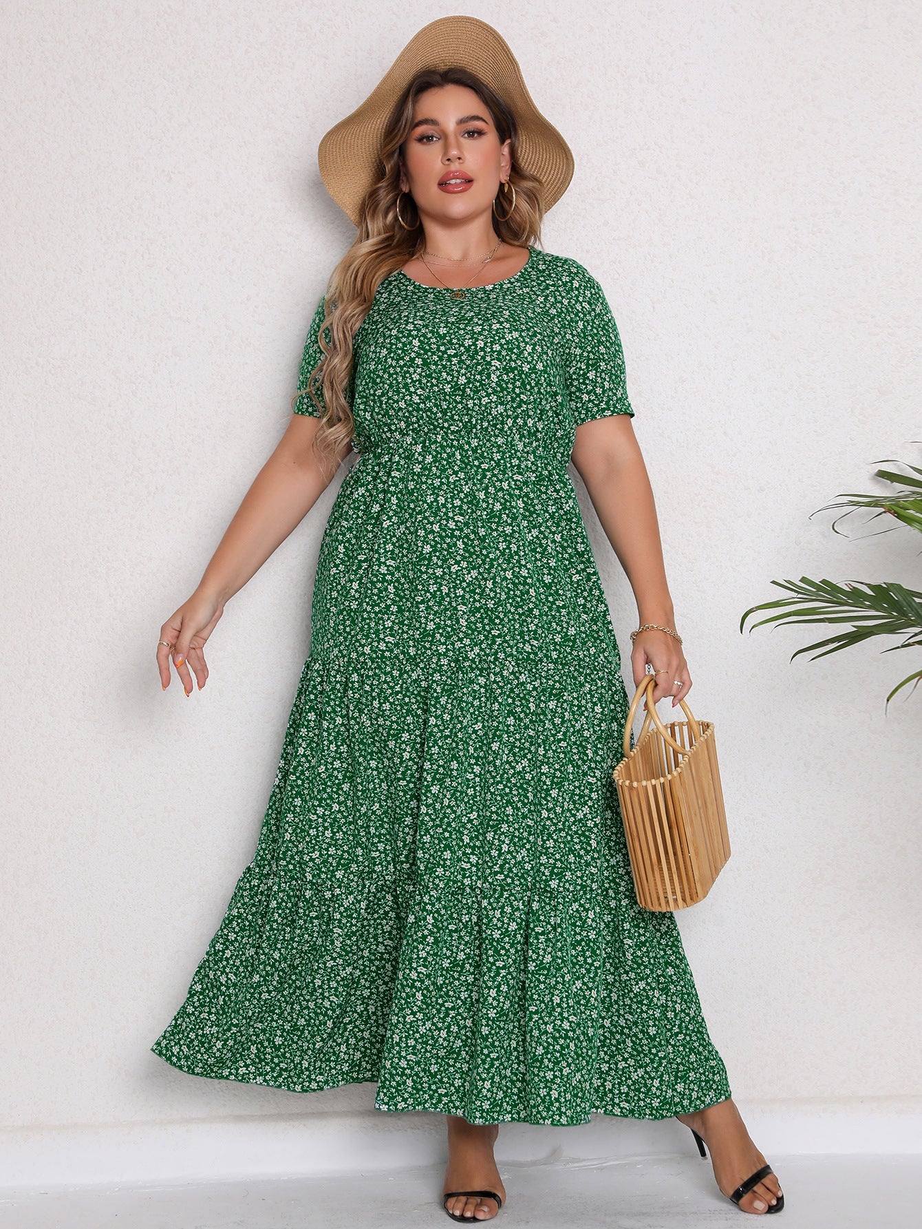 Short Sleeve Round Neck Maxi Dress