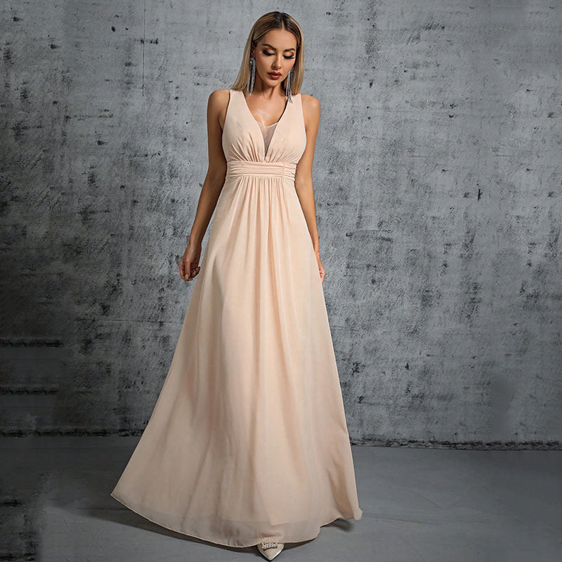 Evening Dress Deep V Plunge neck Lace up Sexy Evening Dress