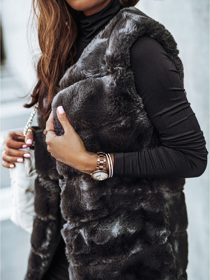 Fur Long Vest Coat
