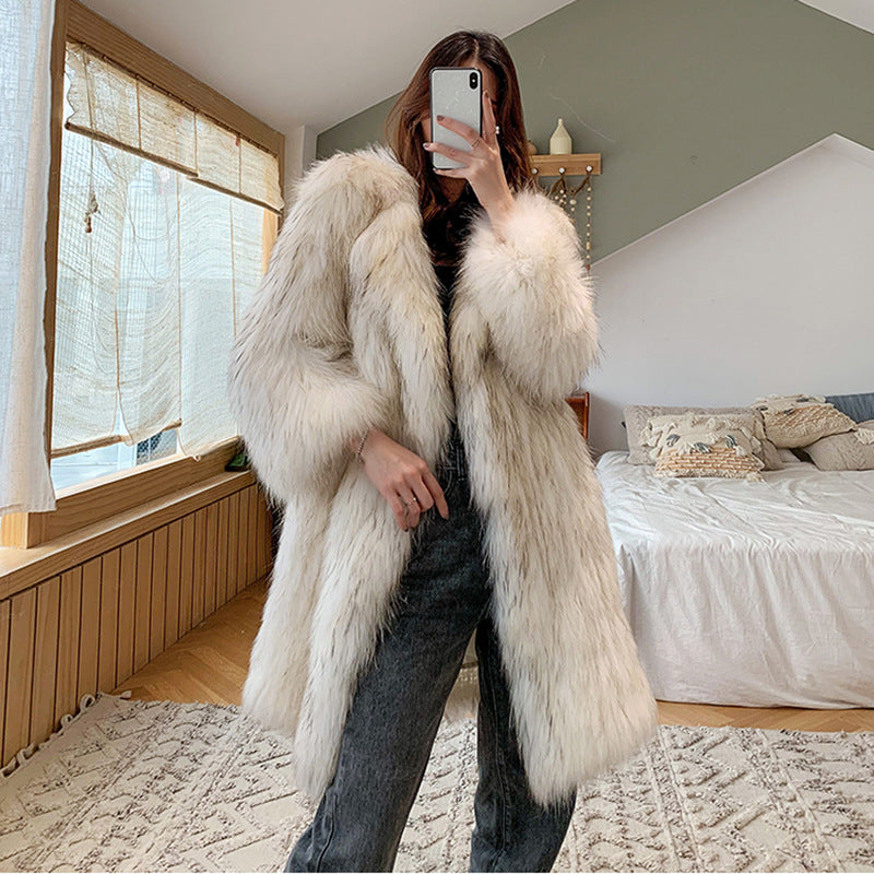Raccoon Fur Loose Trench Coat