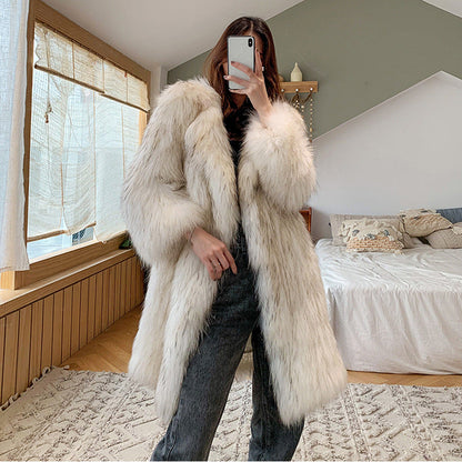 Raccoon Fur Loose Trench Coat