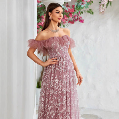 Off Shoulder Evening Dress Birthday Party Cocktail Formal Dress