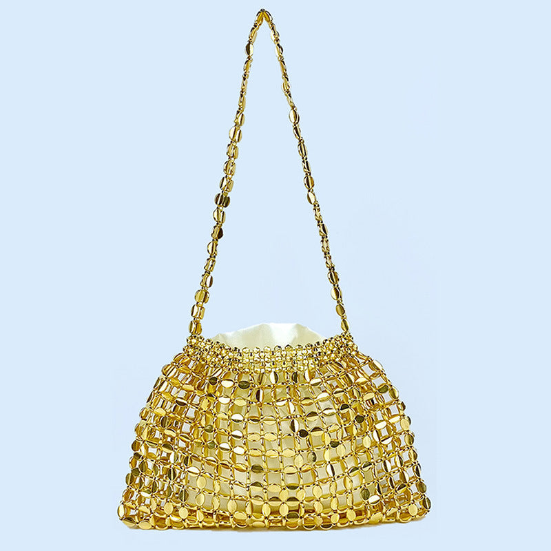 Handmade Silver & Gold Beaded Shoulder Bag