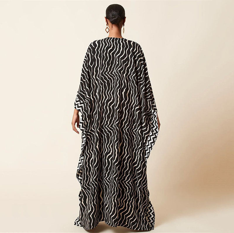 Zebra Print Beach Cover-up Oversized Size Length Gown Sun Protection Shirt Bikini Cover