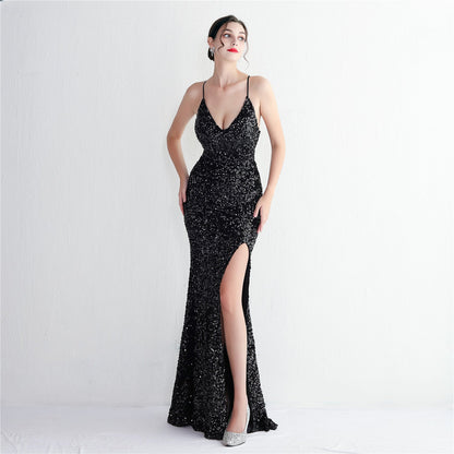 Velvet Bottom Sequined Dress