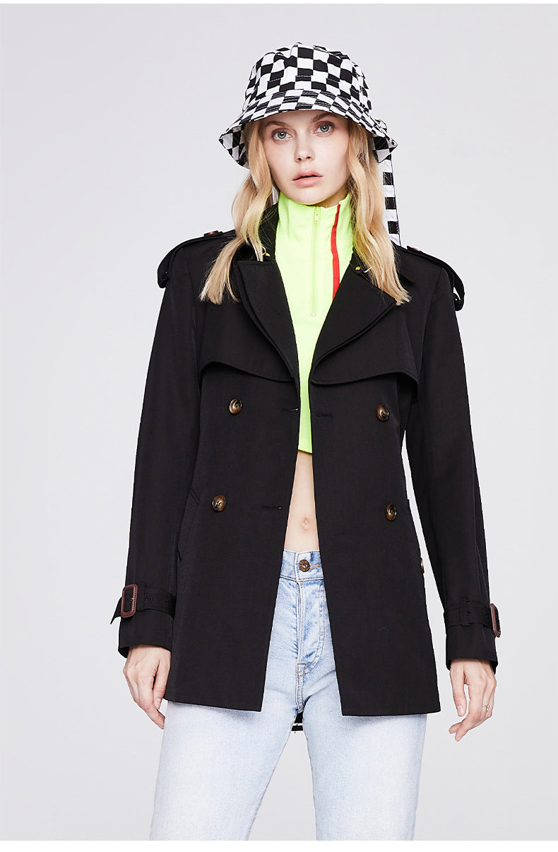 Double Breasted Short Trench Coat