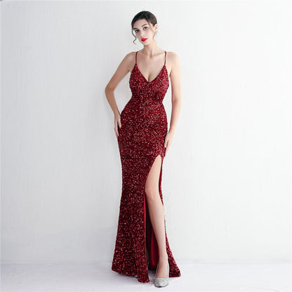 Velvet Bottom Sequined Dress