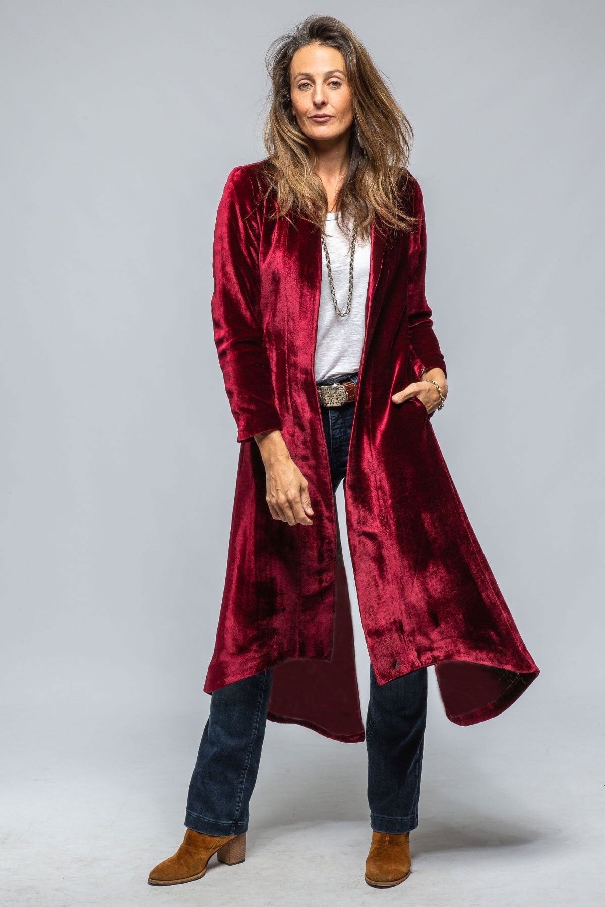 Velvet Long Split Long Coat