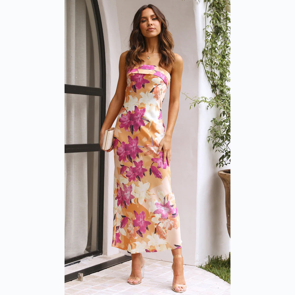 Sexy Floral Print Midi Dress