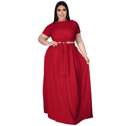 Curvy Solid Color Two-Piece Set