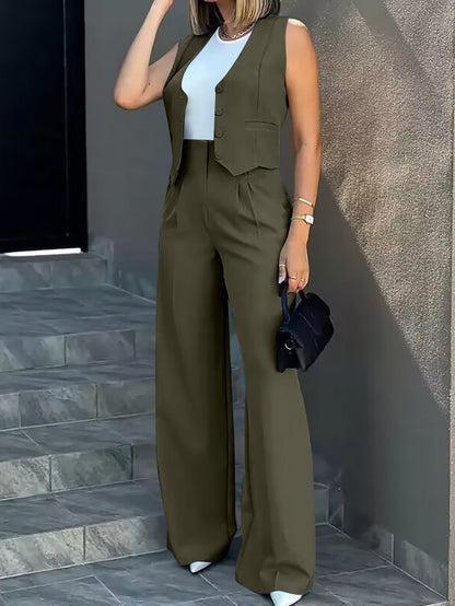 Wide Leg Pants Casual Set