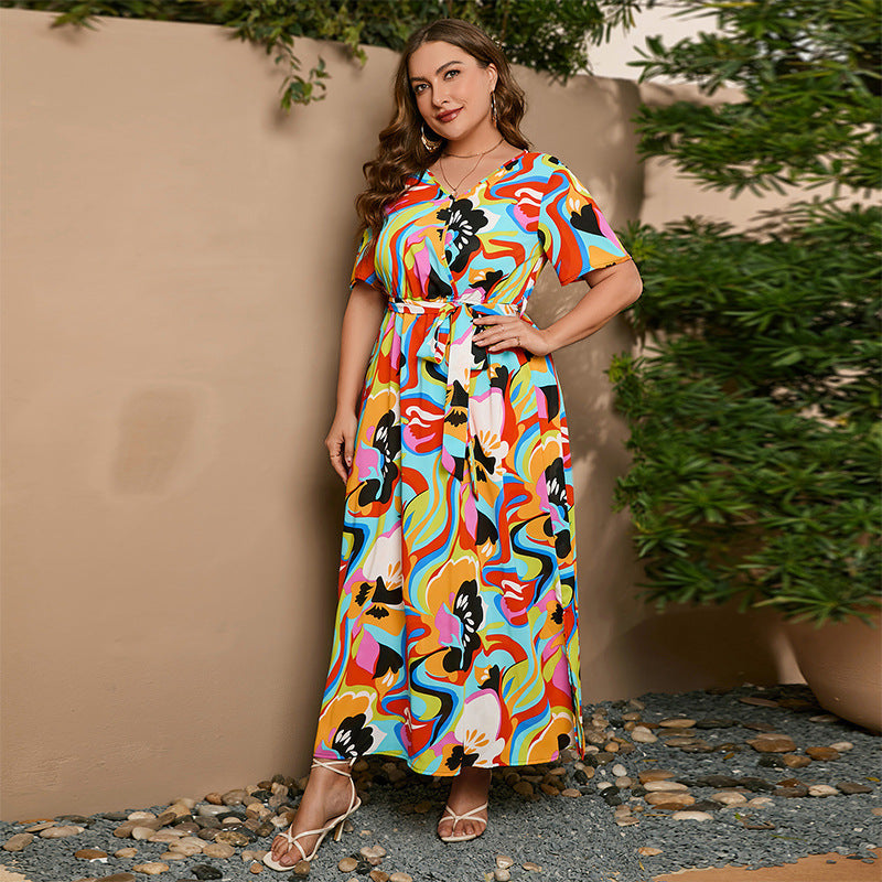 Plus size Summer Short Sleeve Dress