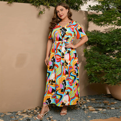 Plus size Summer Short Sleeve Dress