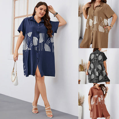Plus Size Casual Mini Shirt Dress