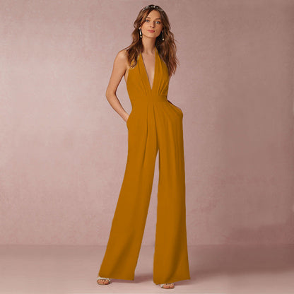 Sexy Sleeveless Plunge Jumpsuit