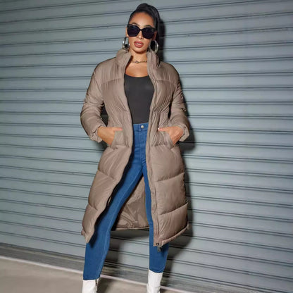 Solid Zipped Long Cotton Jacket