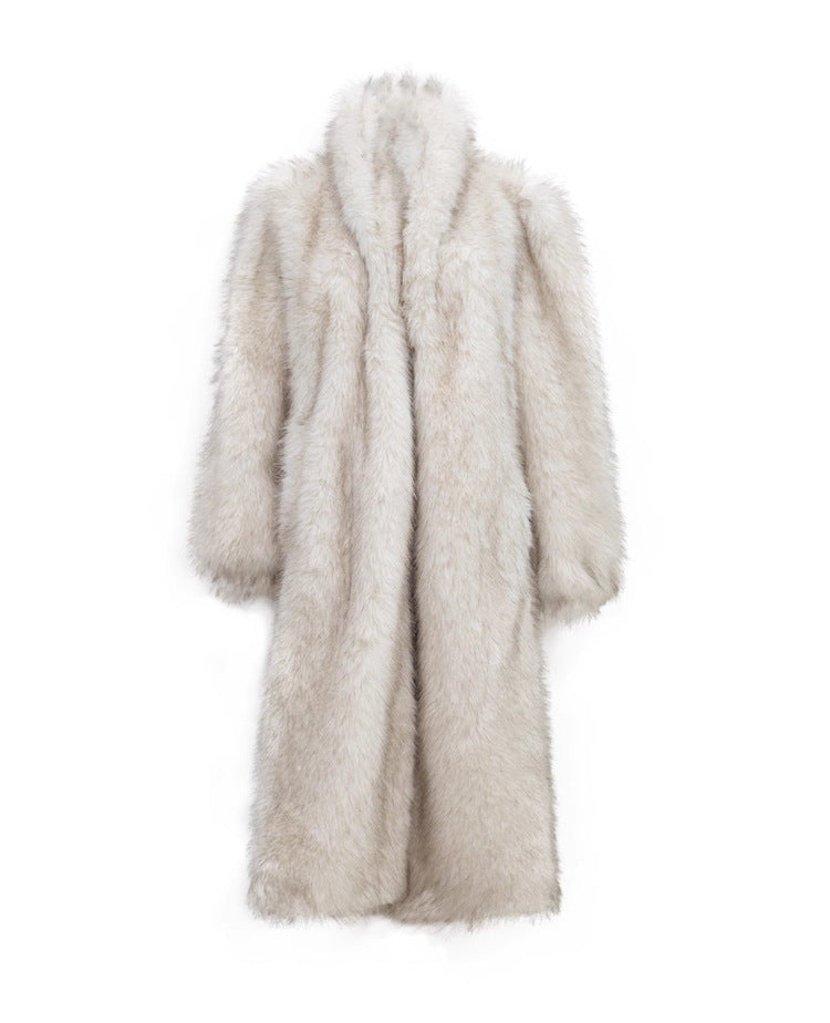 Raccoon Fur Loose Casual Long Coat