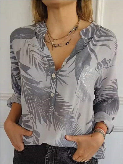 Versatile Design V neck Printed Top