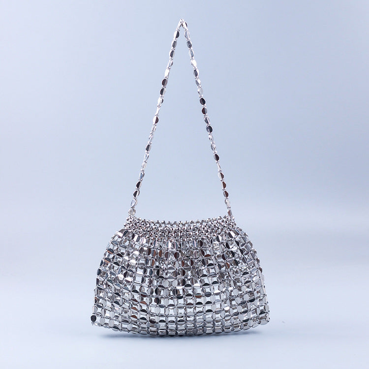 Handmade Silver & Gold Beaded Shoulder Bag