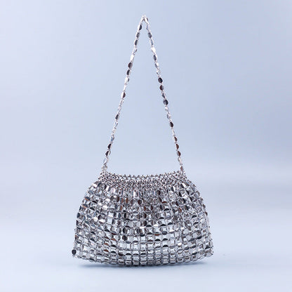 Handmade Silver & Gold Beaded Shoulder Bag