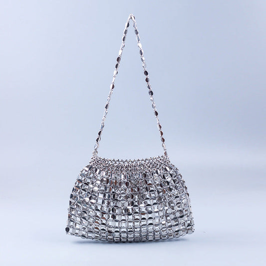 Handmade Silver & Gold Beaded Shoulder Bag
