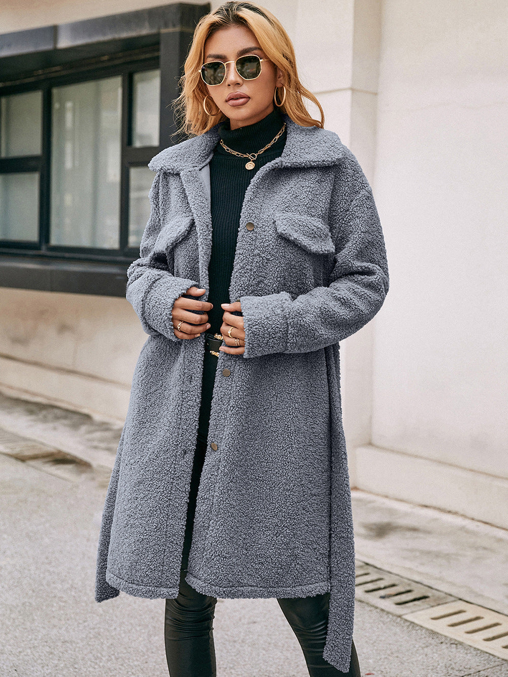 Woolen Plush Trench Coat Jacket