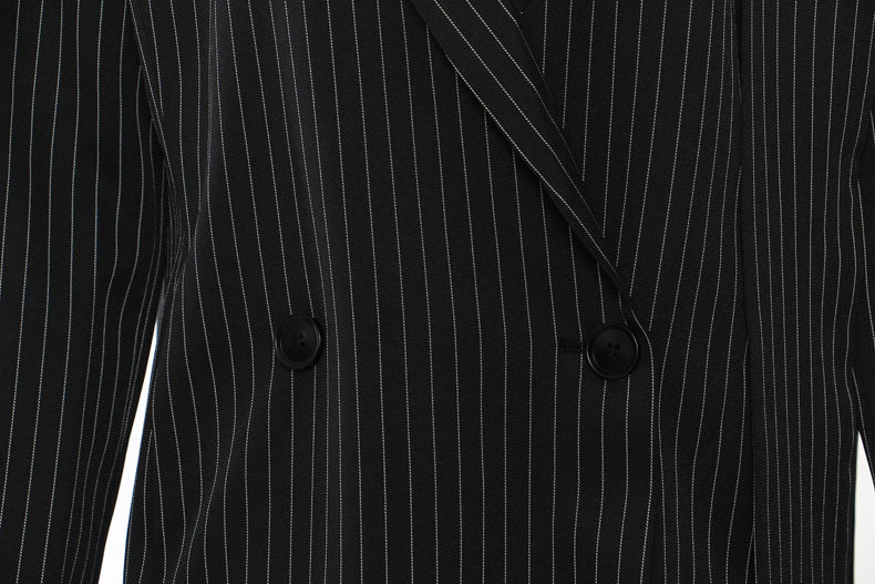 Striped Floral Long Blazer Coat