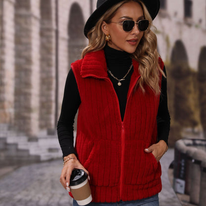 Striped Plush Casual Jacket