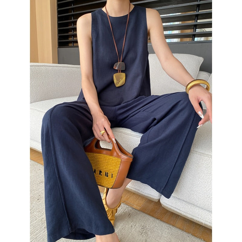 Tencel Linen Vest & Wide Leg Pant Set