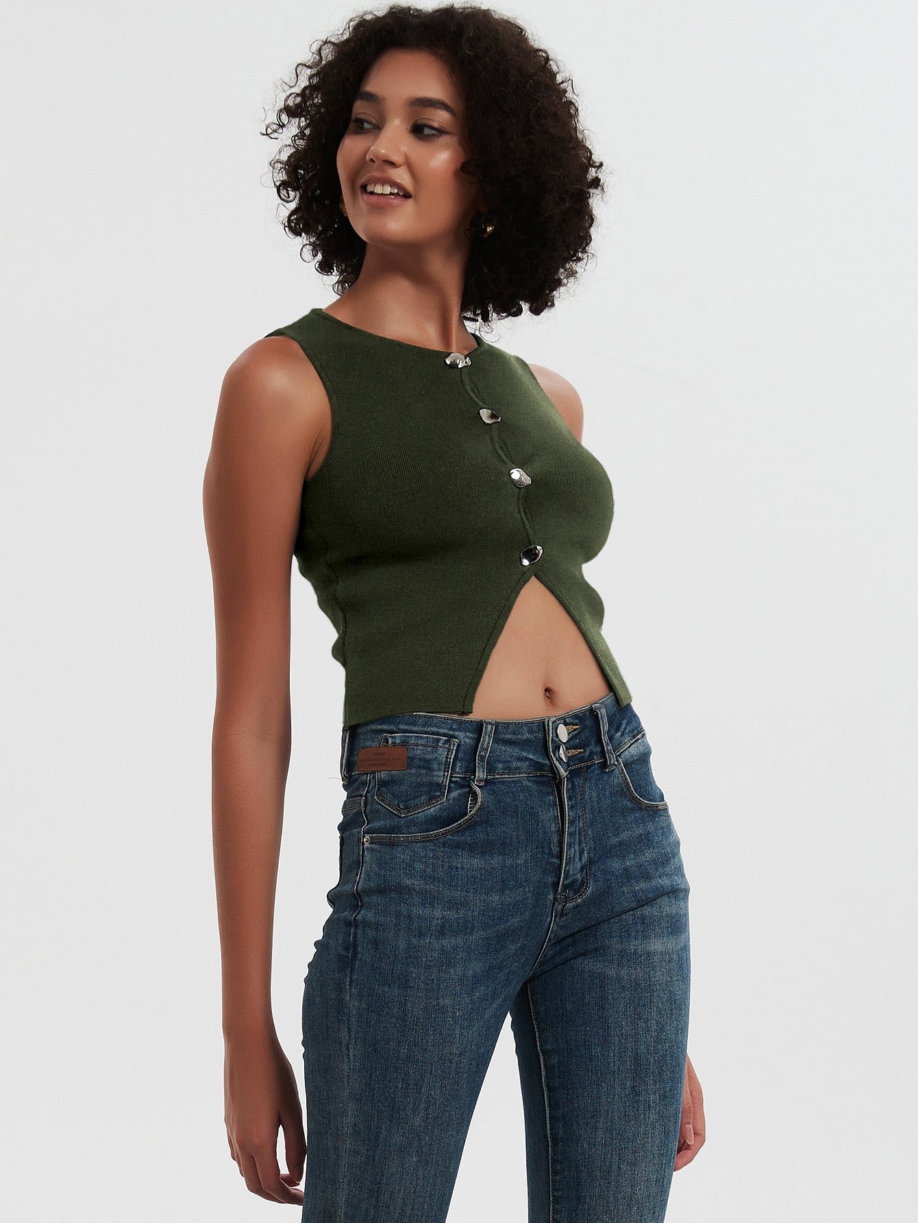 Knitted Cropped Vest Top