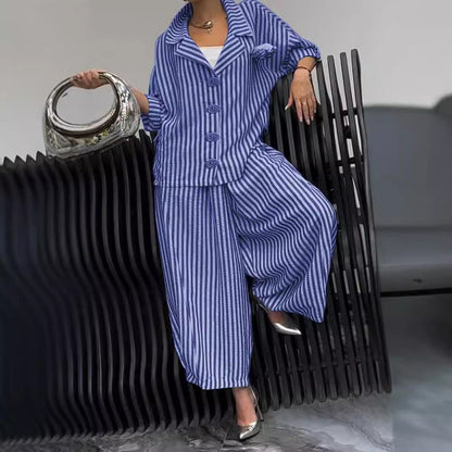 Wide Leg Pinstripe Loose Casual Sets