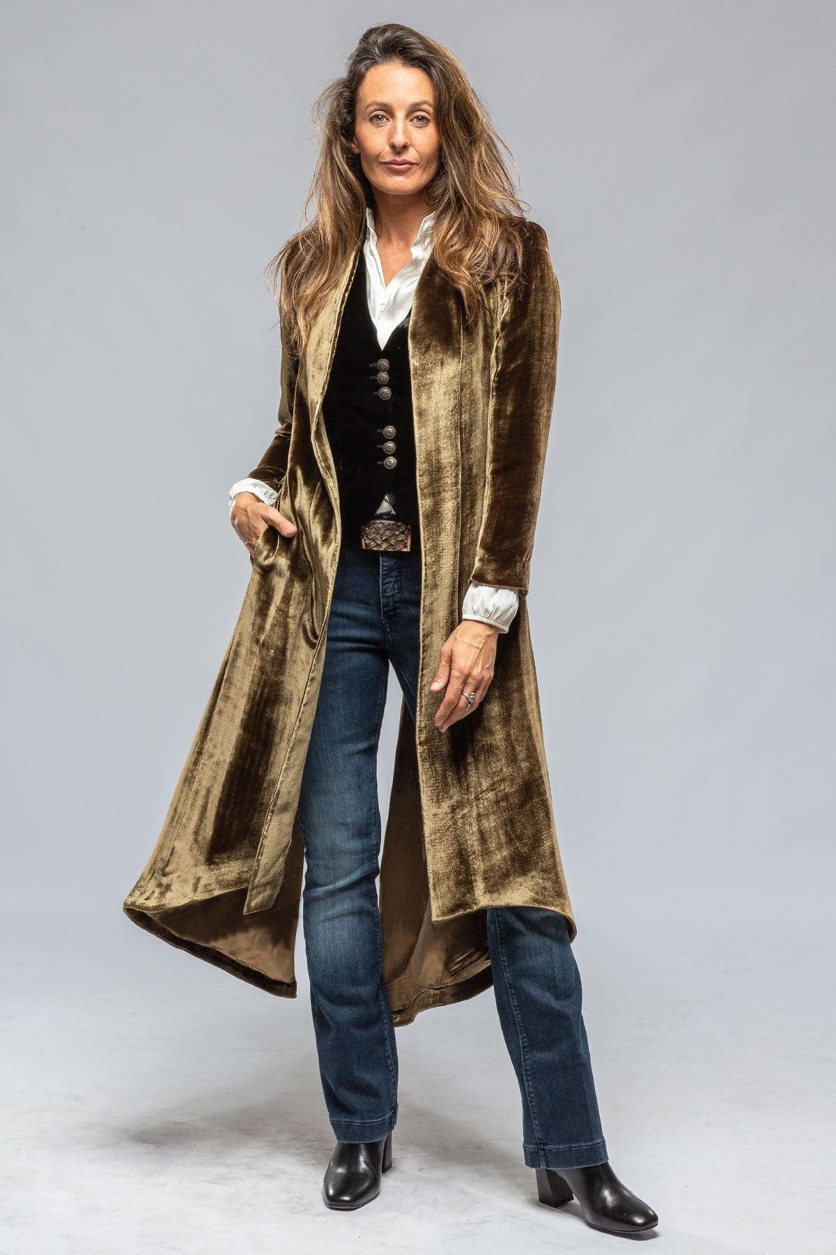 Velvet Long Split Long Coat