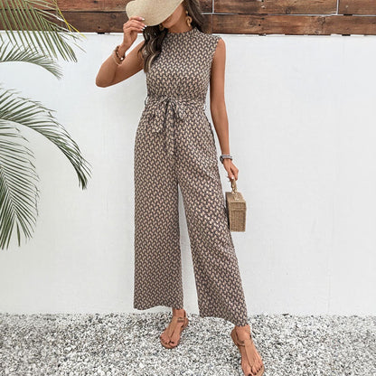 Sleeveless Geometric Abstract Printed Jumpsuit